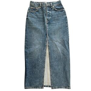 Zara Denim Maxi Skirt with Front Slit